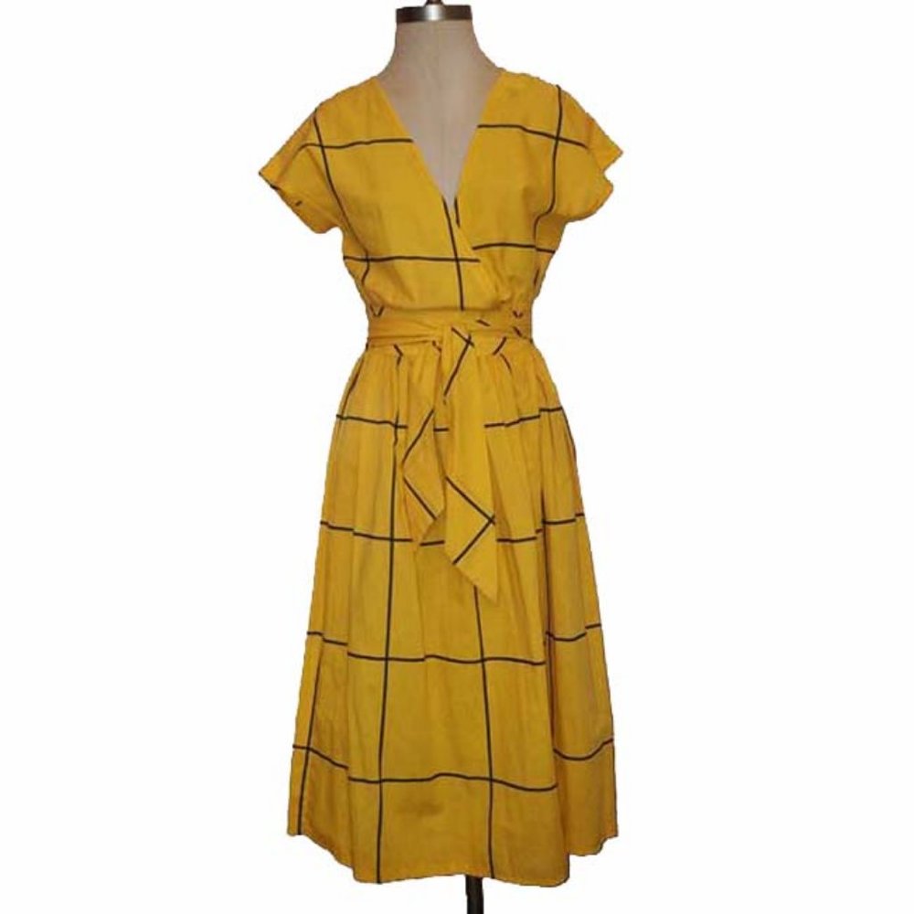 Vtg 70s Cotton Wrap Dress Size 8
